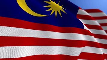 Fondo de bucle de animación de bandera nacional de Malasia que agita video