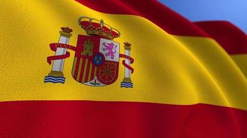 WAVING SPAIN NATIONAL FLAG ANIMATION LOOP BACKGROUND video