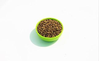 Toasted coriander seeds in a small bowl photo