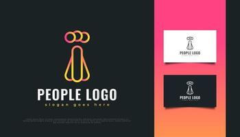 Abstract People Logo Design with Line Style vector