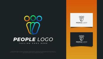 Colorful People Logo Design with Line Style vector