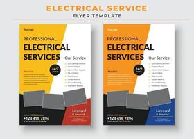 folleto de servicio de electricista y plantilla de póster vector