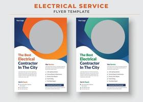 folleto de servicio de electricista y plantilla de póster vector