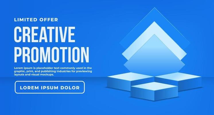 Blue background promotion with podium