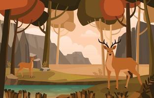 Animal in the Forest in Autumn Season vector