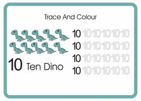 count trace and colour dino  number 10 vector