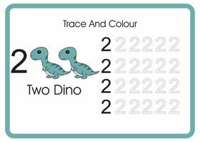 count trace and colour dino number 2 vector