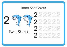 count trace and colour sharks number 2 vector