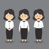 personaje de camareros con varias expresiones. vector