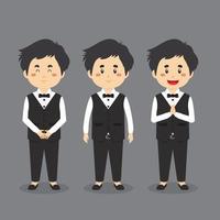 Waiter Character with Various Expression