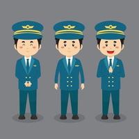 Pilot Character with Various Expression vector
