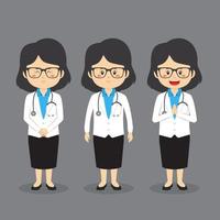 personaje médico con varias expresiones. vector