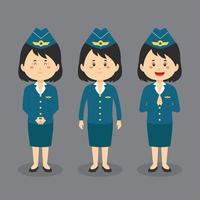 Stewardess Character with Various Expression vector