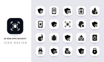 Minimal flat web apps security icon pack. vector