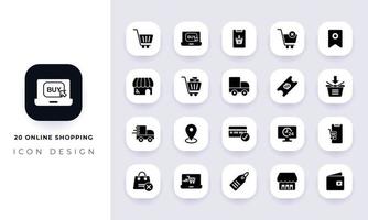 Minimal flat online shopping icon pack.