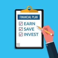 financial planning checklist on clipboard concept. vector