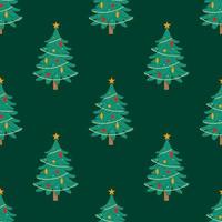 Decorated Christmas Trees Seamless Repeat Pattern vector