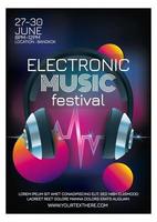 electro music festival poster for party vector