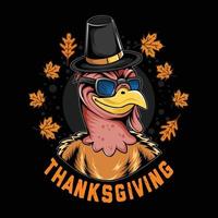 Thanksgiving holiday turkey wearing sunglasses and cute hat vector