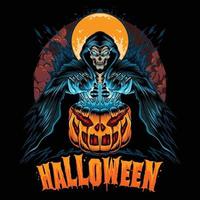 halloween con calabaza y grim reaper grim reaper se ve tan genial vector