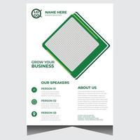 Green and white creative business event flyer design template vector