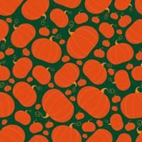 Pumpkins on green background. Contrast seamless pattern vector