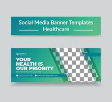 Plantilla de banner web y portada de línea de tiempo de redes sociales de atención médica médica vector