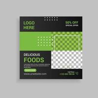 Delicious food or Restaurant Food Social Media Post Template Design vector