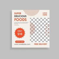 Delicious food or Restaurant Food Social Media Post Template Design vector