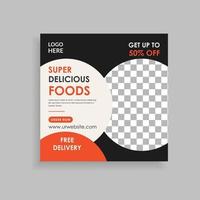 Delicious food or Restaurant Food Social Media Post Template Design vector