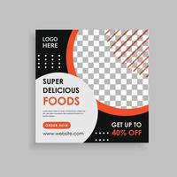 Delicious food or Restaurant Food Social Media Post Template Design vector