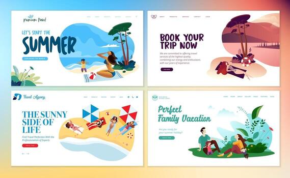 Set of Flat Design Web Page Templates vector