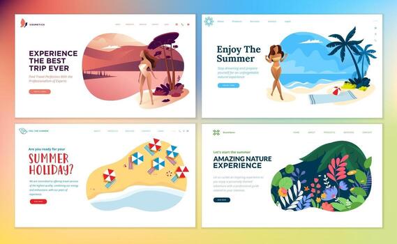 Set of Flat Design Web Page Templates vector