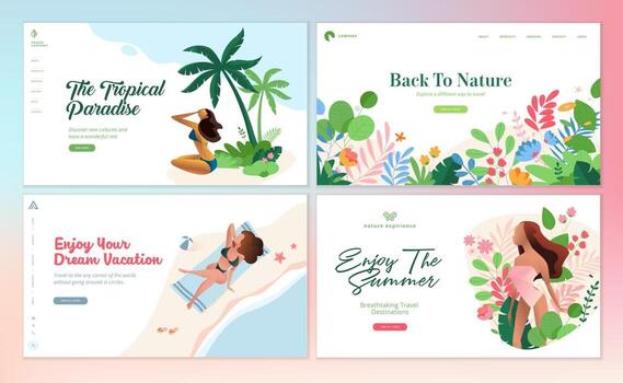 Set of Flat Design Web Page Templates vector