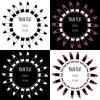 Set hand drawn labels icons with sketch lipsticks vector