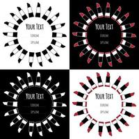 Set hand drawn labels icons with sketch lipsticks vector