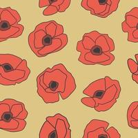 Seamless pattern with hand drawn poppy flowers vector