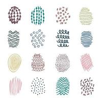 Set of 16 colorful hatching hand drawn vector