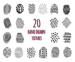 Set of 20 hand drawn textures vector