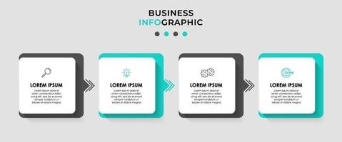 Plantilla de diseño infográfico con iconos y 4 opciones o pasos. vector