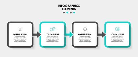 Plantilla de diseño infográfico con iconos y 4 opciones o pasos. vector