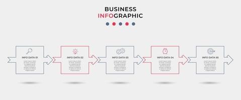 Plantilla de diseño infográfico con iconos y 5 opciones o pasos. vector