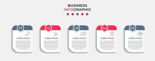 Plantilla de diseño infográfico con iconos y 5 opciones o pasos. vector