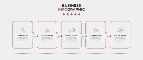 Plantilla de diseño infográfico con iconos y 5 opciones o pasos. vector