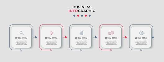 Plantilla de diseño infográfico con iconos y 5 opciones o pasos. vector