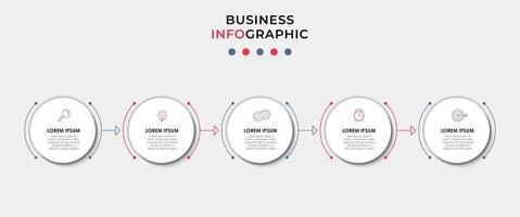 Plantilla de diseño infográfico con iconos y 5 opciones o pasos. vector