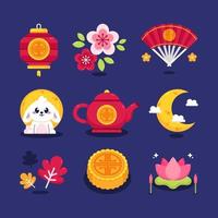 Set of Mid Autumn Icon vector