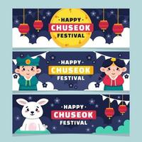 Set of Cute Chuseok Banners vector