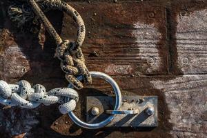 Rusty Chain and Rope near Dock photo