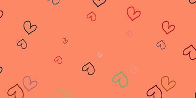 Light Green, Red vector backdrop with sweet hearts.